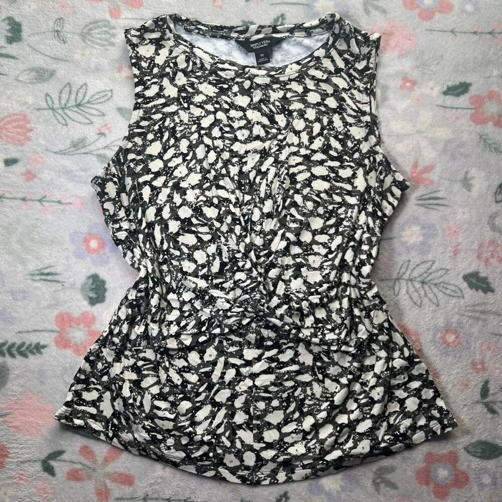 Simply Vera Wang Abstract Twist-Front Tank Top M Retro Y2K Grunge Indie Sleaze